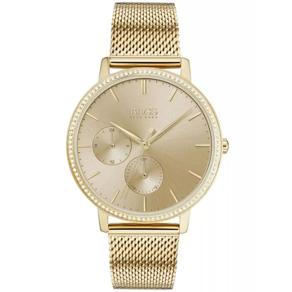 HUGO BOSS Infinity Gold Mesh Bracelet Gold Dial Quartz Watch for Ladies - 1502520