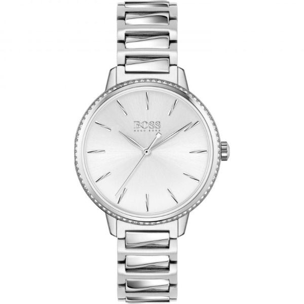 HUGO BOSS Signature Silver Stainless Steel Silver Dial Quartz Watch for Ladies - 1502539
