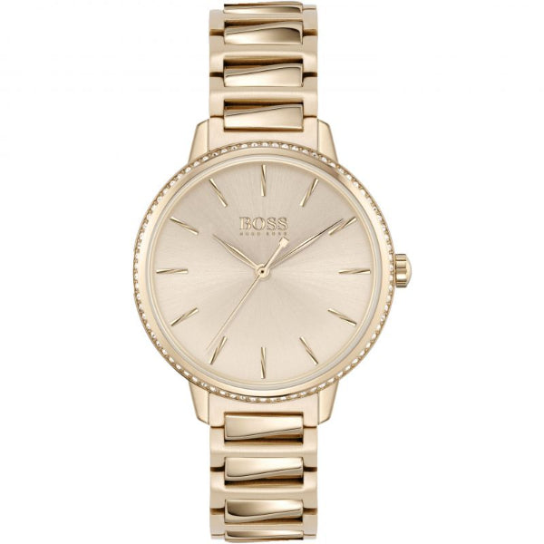 HUGO BOSS Signature Rose Gold Stainless Steel Rose Gold Dial Quartz Watch for Ladies - 1502540