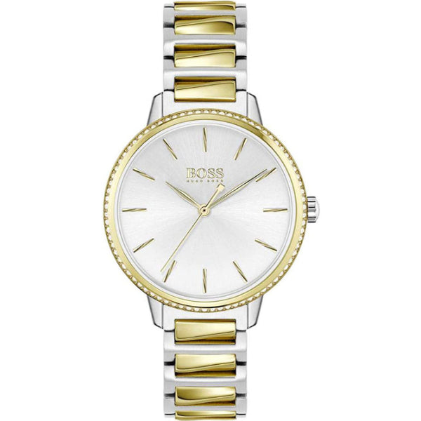 HUGO BOSS Signature Two-Tone Stainless Steel Silver Dial Quartz Watch for Ladies - 1502568