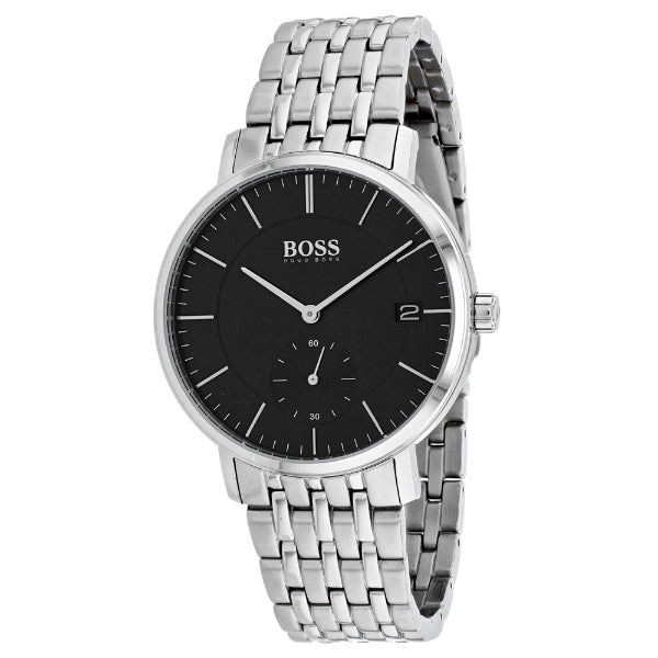 HUGO BOSS Corporal Silver Stainless Steel Black Dial Quartz Watch for Gents - 1513641