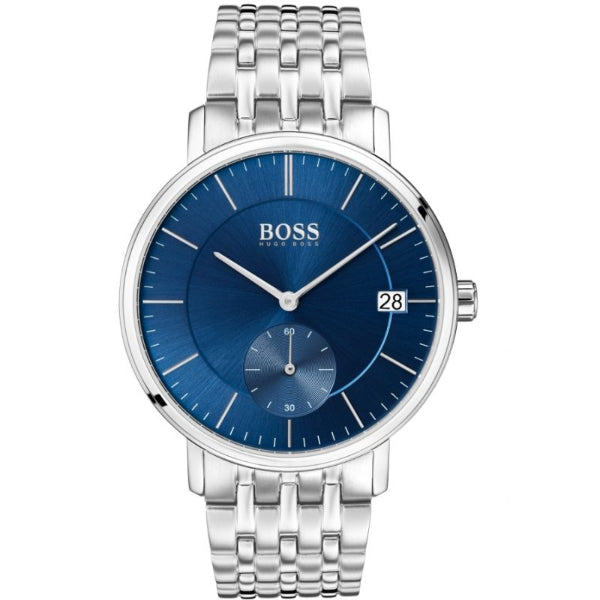 HUGO BOSS Corporal Silver Stainless Steel Blue Dial Quartz Watch for Gents - 1513642