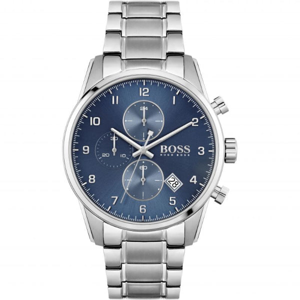 HUGO BOSS Skymaster Silver Stainless Steel Blue Dial Quartz Watch for Gents - 1513784