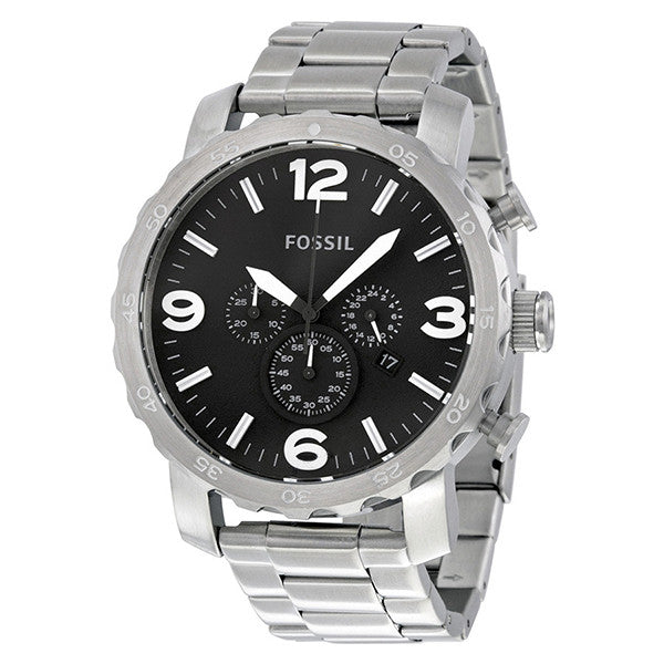 Fossil Nate Silver Stainless Steel Black Dial Chronograph Quartz Watch Dreams Pakistan