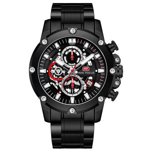 Mini Focus Black Stainless Steel Black Dial Chronograph Quartz