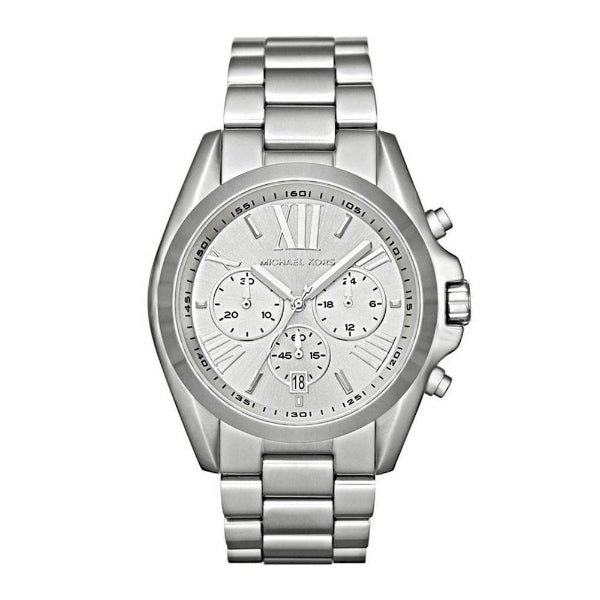 Michael Kors Bradshaw Silver Stainless Steel Silver Dial Chronograph Quartz Watch for Ladies - MK5535