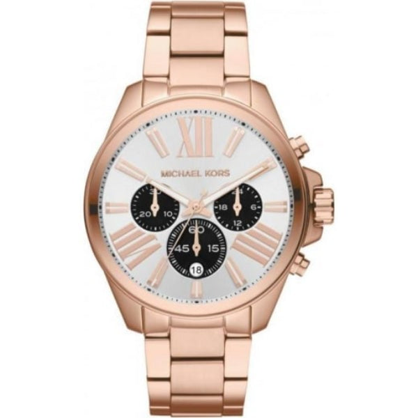 Micheal Kors Wren Rose Gold Stainless Steel Silver Dial Chronograph Quartz Watch for Ladies - MK5712