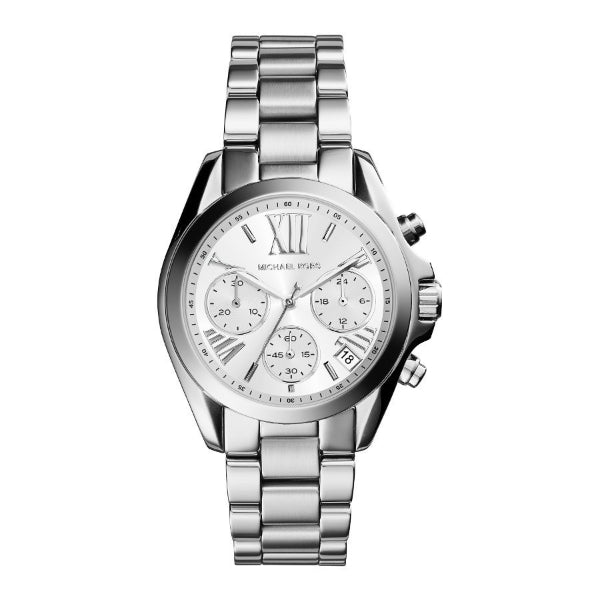Michael Kors Bradshaw Silver Stainless Steel Silver Dial Chronograph Quartz Watch for Ladies - MK6174