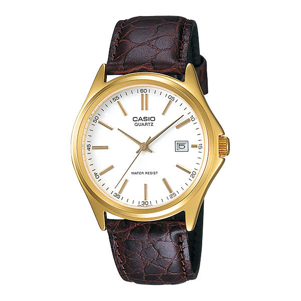 Casio Brown Leather Strap White Dial Quartz Watch for Gents - MTP-1183Q-7ADF