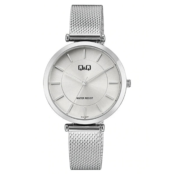 Q&Q Silver Mesh Bracelet Silver Dial Quartz Watch for Ladies - Q13A-003