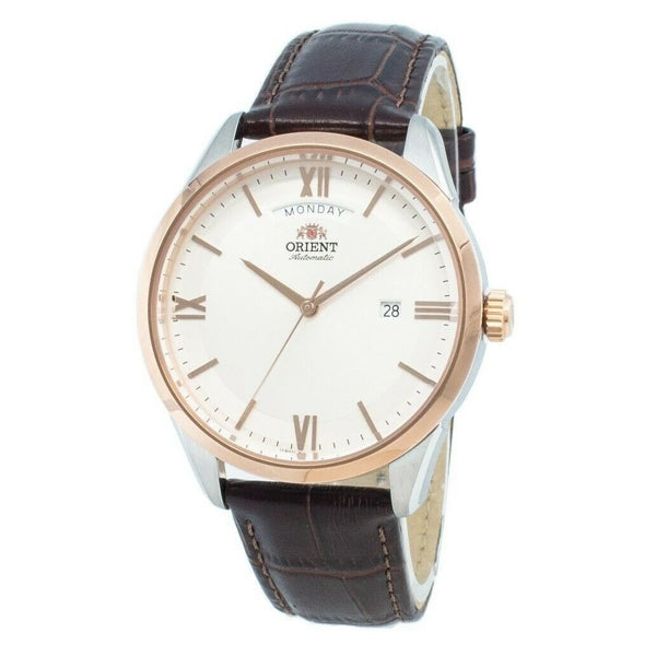 Orient Contemporary Brown Leather Strap White Dial Automatic Watch for Gents - RA-AX0006S0HB