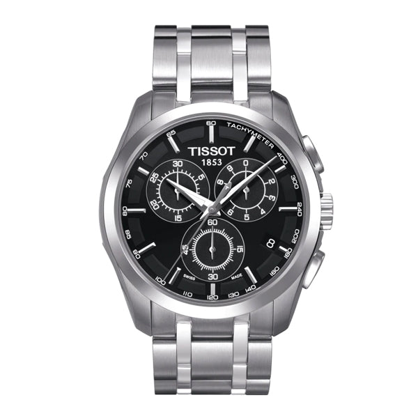 Tissot Couturier Silver Stainless Steel Black Dial Quartz Watch for Men's - T-0356171105100