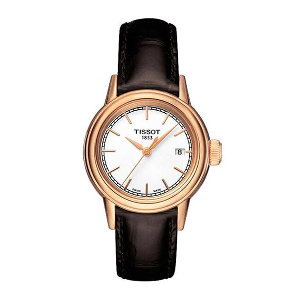 Tissot Carson Brown Leather strap White Dial Quartz Watch for Ladies - T-0852103601100