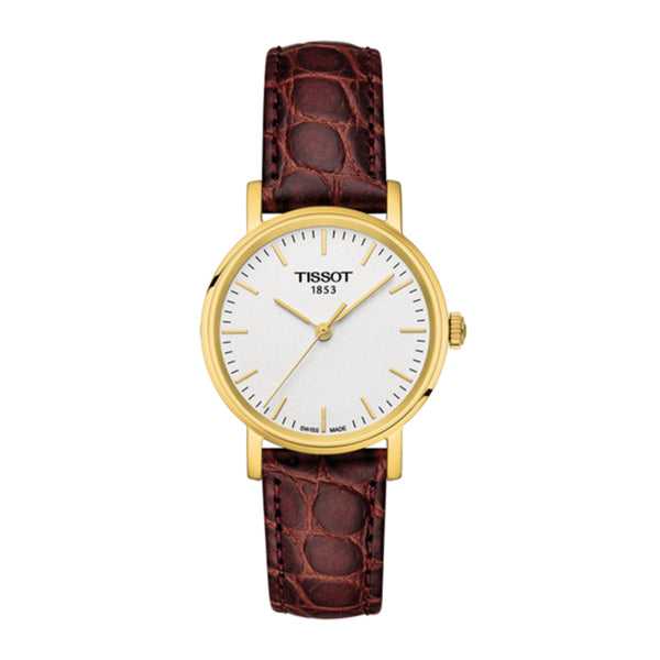 Tissot Desire Brown Leather strap White Dial Quartz Watch for Ladies - T-52511131