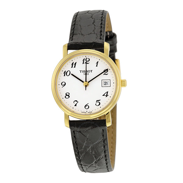 Tissot Desire Black Leather strap White Dial Quartz Watch for Ladies - T-52512112