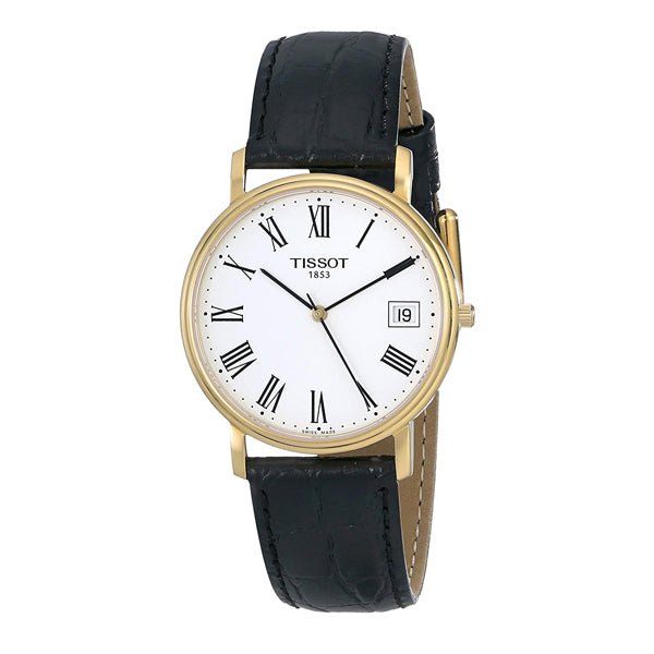 Tissot Desire Black Leather strap White Dial Quartz Watch for Men's - T-52542113
