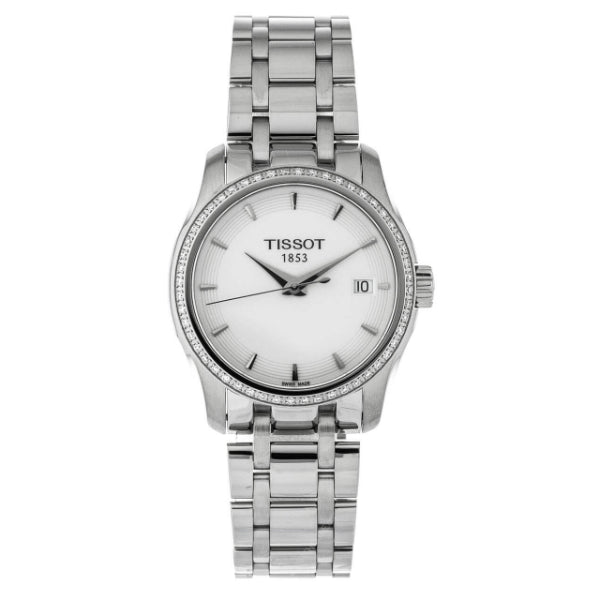 Tissot Couturier Grey Stainless Steel Black Dial Quartz Watch for Ladies- T 035.210.61.011.00