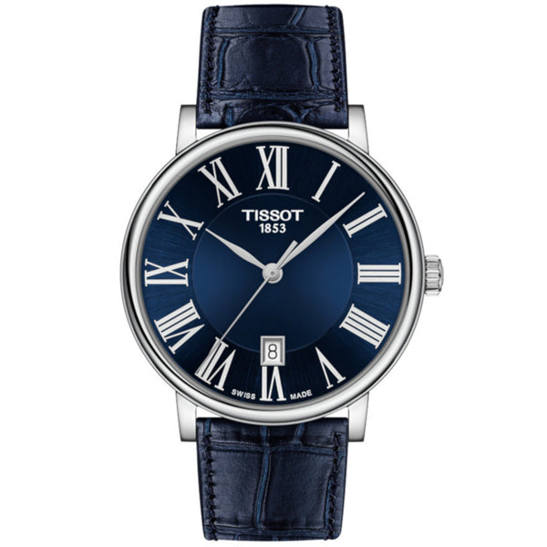 Tissot Carson Premium Black Leather strap Blue Dial Quartz Watch for Men's - T122.410.16.043.00