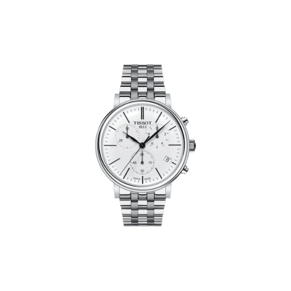 Tissot Carson Premium Silver Stainless Steel White Dial Chronograph Quartz Watch for Men's - T122.417.11.011.00