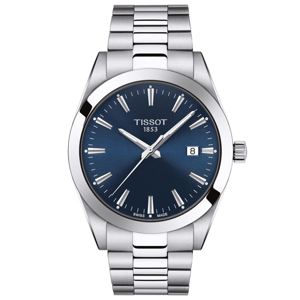 Tissot Gentleman Silver Stainless Steel Blue Dial Quartz Watch for Men