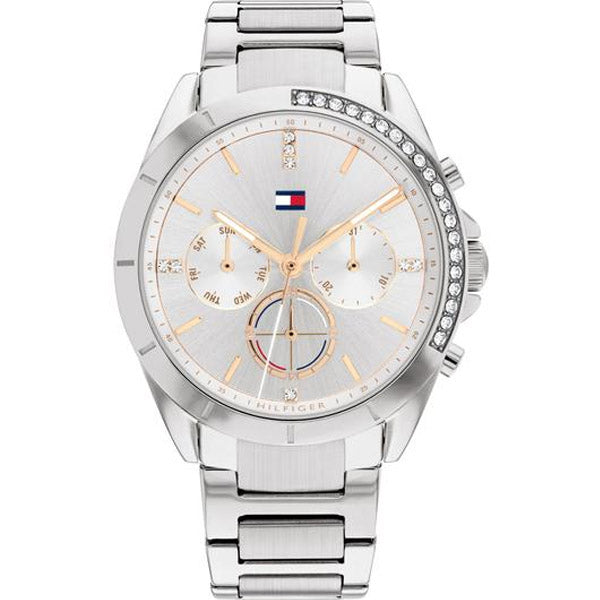 Tommy Hilfiger Kennedy Silver Stainless Steel Silver Dial Chronograph Quartz Watch for Ladies - 1782384