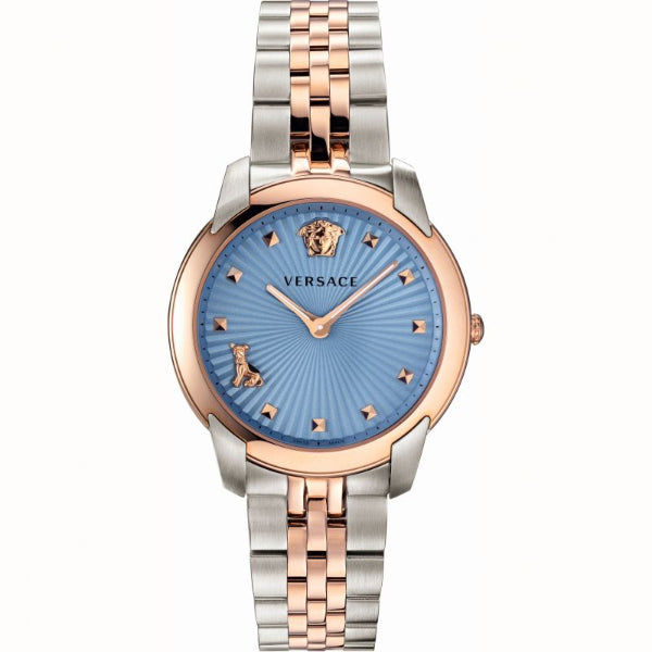 Versace Audrey Two-Tone Stainless Steel Blue Dial Quartz Watch for Ladies - VELR00619