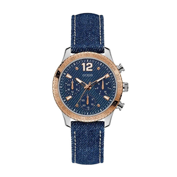 Guess Sport Marina Blue Denim Strap Blue Dial Chronograph Quartz