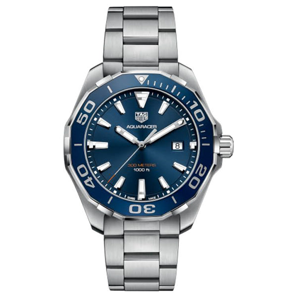 Tag Heuer Aquaracer Silver Stainless Steel Blue Dial Quartz Watch for Gents - WAY101CBA0746