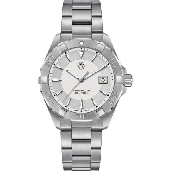 Tag Heuer Aquaracer Silver Stainless Steel Grey Dial Quartz Watch for Gents- WAY1111BA0928