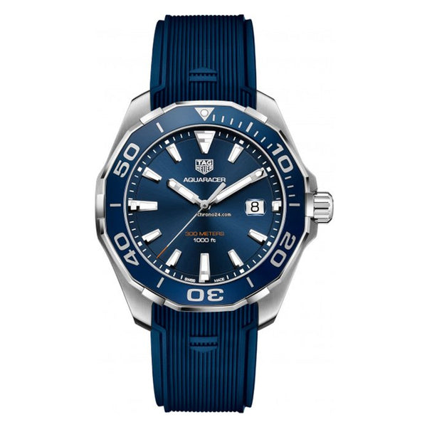 Tag Heuer Aquaracer Blue Rubber Blue Dial Quartz Watch for Gents - WAY111CFT6155