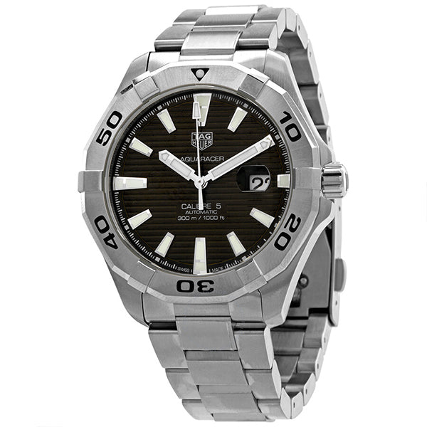 Tag Heuer Aquaracer Calibre 5 Silver Stainless Steel Brown Dial Automatic Watch for Gents - WAY2018.BA0927