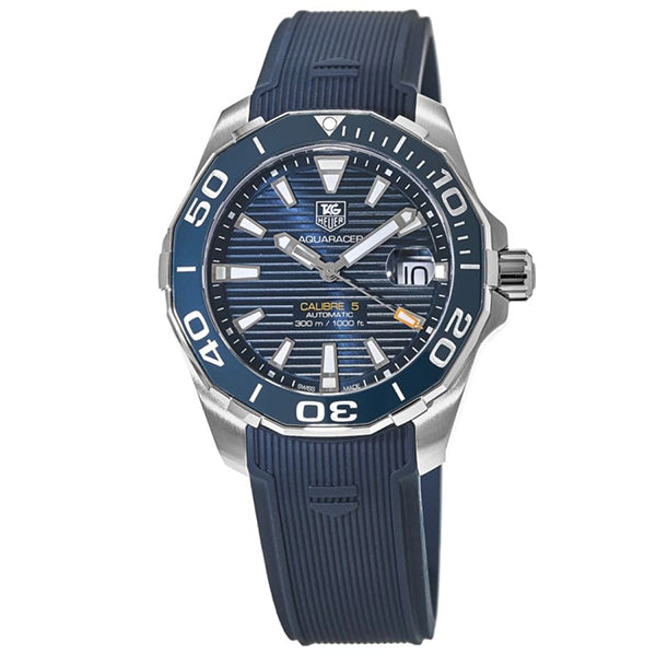 Tag Heuer Aquaracer Calibre 5 Blue Silicone Blue Dial Automatic Watch for Gents - WAY211C.FT6155
