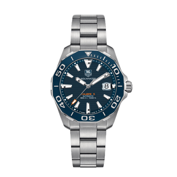 Tag Heuer Aquaracer Calibre 5 Silver Stainless Steel Blue Dial Automatic Watch for Gents - WAY211CBA0928