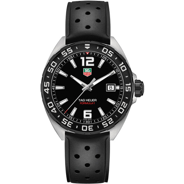 Tag Heuer Formula 1 Black Rubber Strap Black Dial Quartz Watch for Gents - WAZ1110FT8023