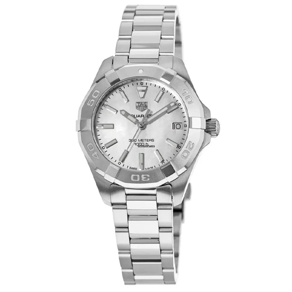 Tag Heuer Aquaracer Silver Stainless Steel White Mother of Pearl Dial Quartz Watch for Ladies- WBD1311.BA0740
