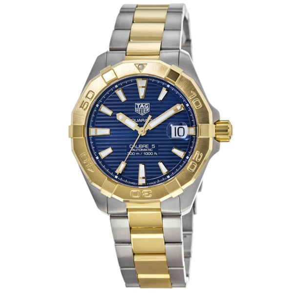 Tag Heuer Aquaracer Calibre 5 Two-tone Stainless Steel Navy Blue Dial Automatic Watch for Gents- WBD2120.BB0930
