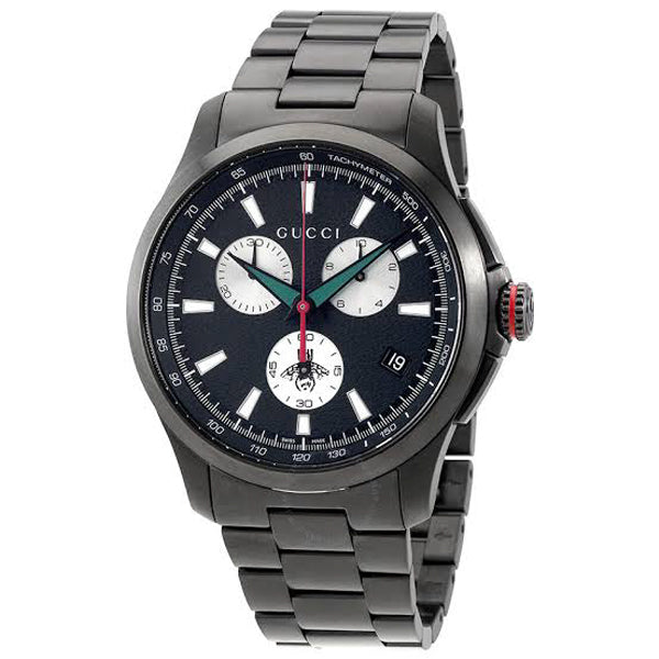 Gucci G Timeless Black Stainless Steel Black Dial Chronograph Quartz Watch for Gents - YA126268