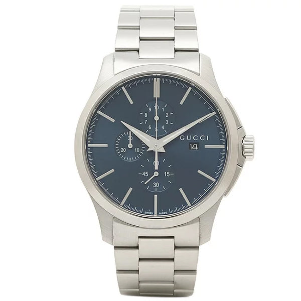 Gucci G Timeless Silver Stainless Steel Blue Dial Chronograph Quartz Watch for Gents - YA126273