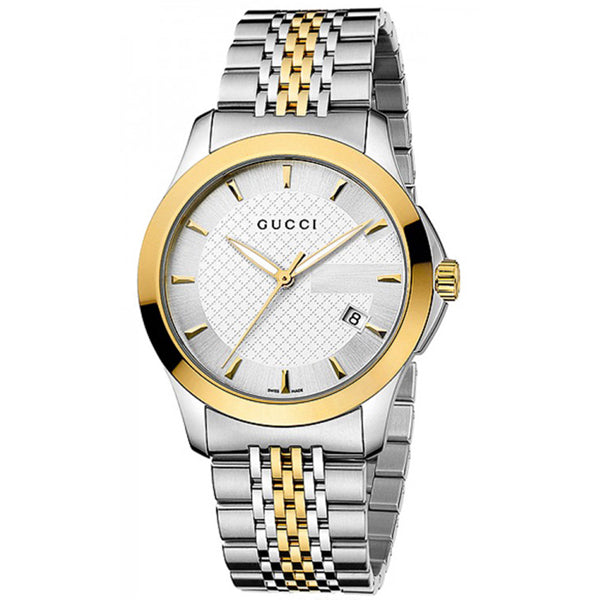 Gucci G Timeless Two-tone Stainless Steel Silver Dial Quartz Watch for Gents - YA126409