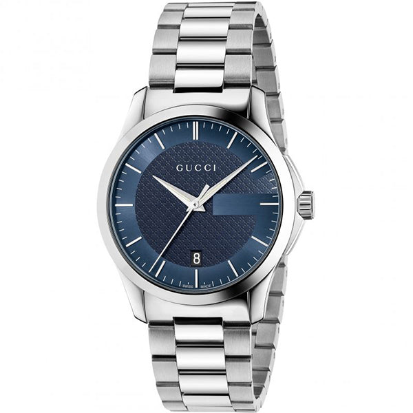 Gucci G-Timeless Silver Stainless Steel Blue Dial Quartz Watch for Gents - YA126440