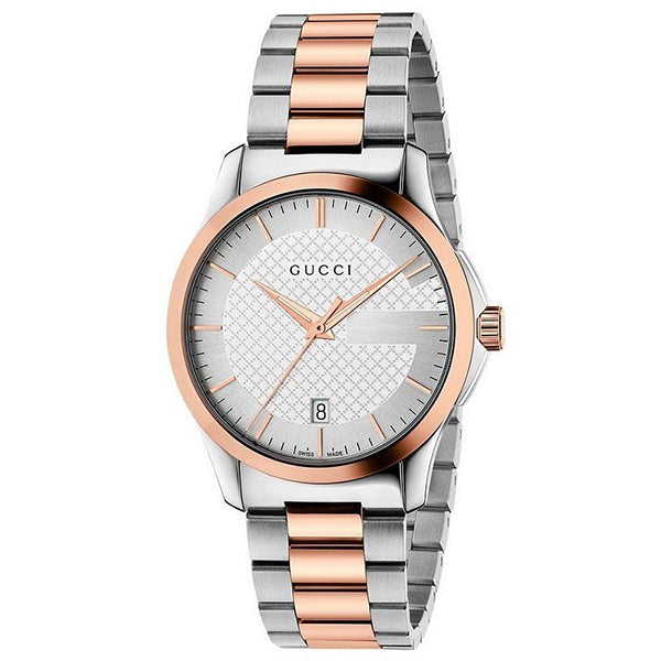 Gucci G-Timeless Two-tone Stainless Steel Silver Dial Quartz Watch for Gents - YA126473