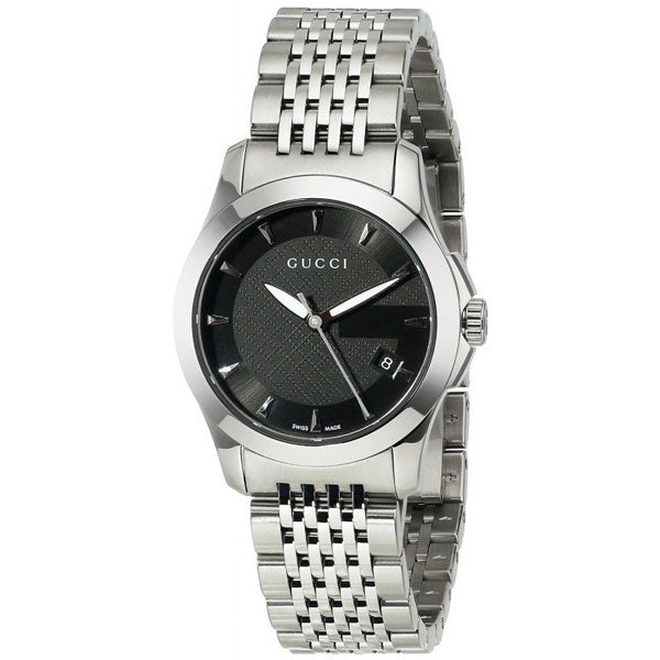 Gucci G Timeless Silver Stainless Steel Black Dial Quartz Watch for Ladies - YA126502