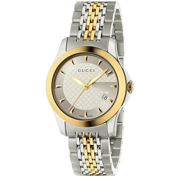 Gucci G Timeless Two-tone Stainless Steel Silver Dial Quartz Watch for Ladies - YA126511