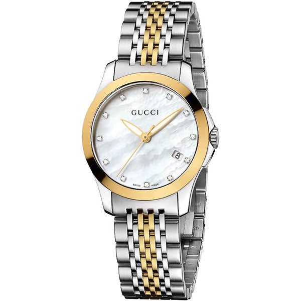 Gucci G-Timeless Two-tone Stainless Steel Mother of pearl Dial Quartz Watch for Ladies - YA126513