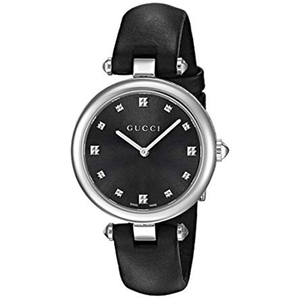 Gucci Diamantissima Black Leather Black Dial Quartz Watch for Ladies - YA141403