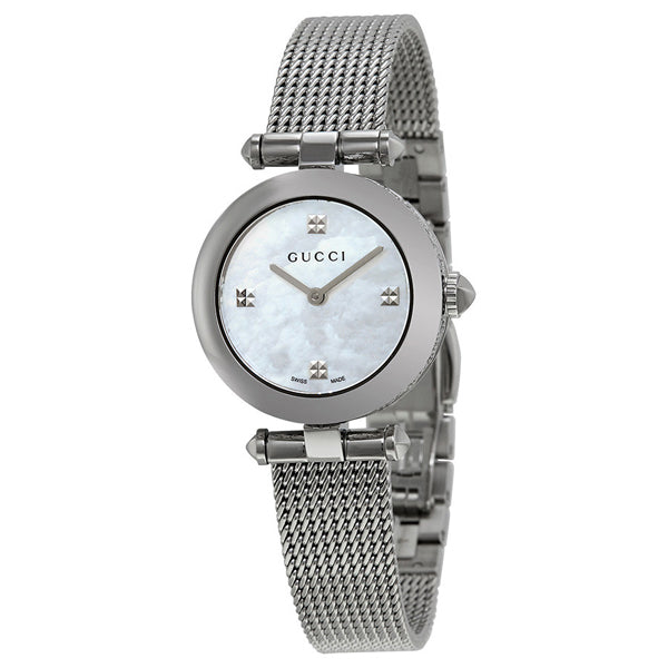 Gucci Diamantissima Silver Stainless Steel Mother of pearl Dial Quartz Watch for Ladies - YA141504