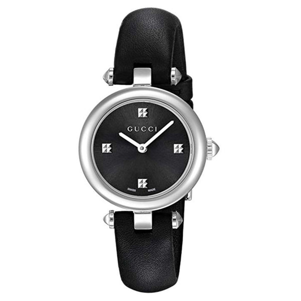 Gucci Diamantissima Black Leather Black Dial Quartz Watch for Ladies - YA141506