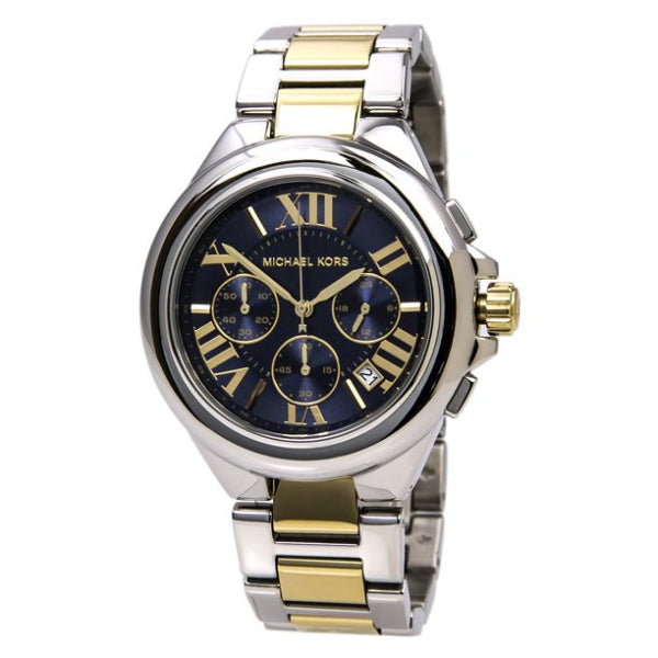 Michael Kors Camille Two-Tone Stainless Steel Blue Dial Chronograph Quartz Watch for Ladies - MK5758