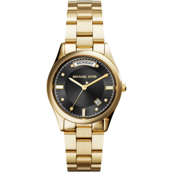 Michael Kors Colette Gold Stainless Steel Black Dial Quartz Watch for Ladies - MK6070