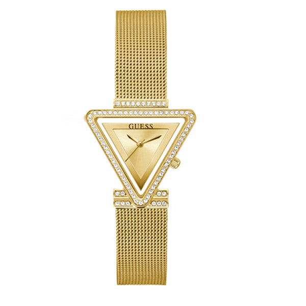 Guess Fame Gold Mesh Bracelet Gold Dial Quartz Watch for Ladies - GW0508L2